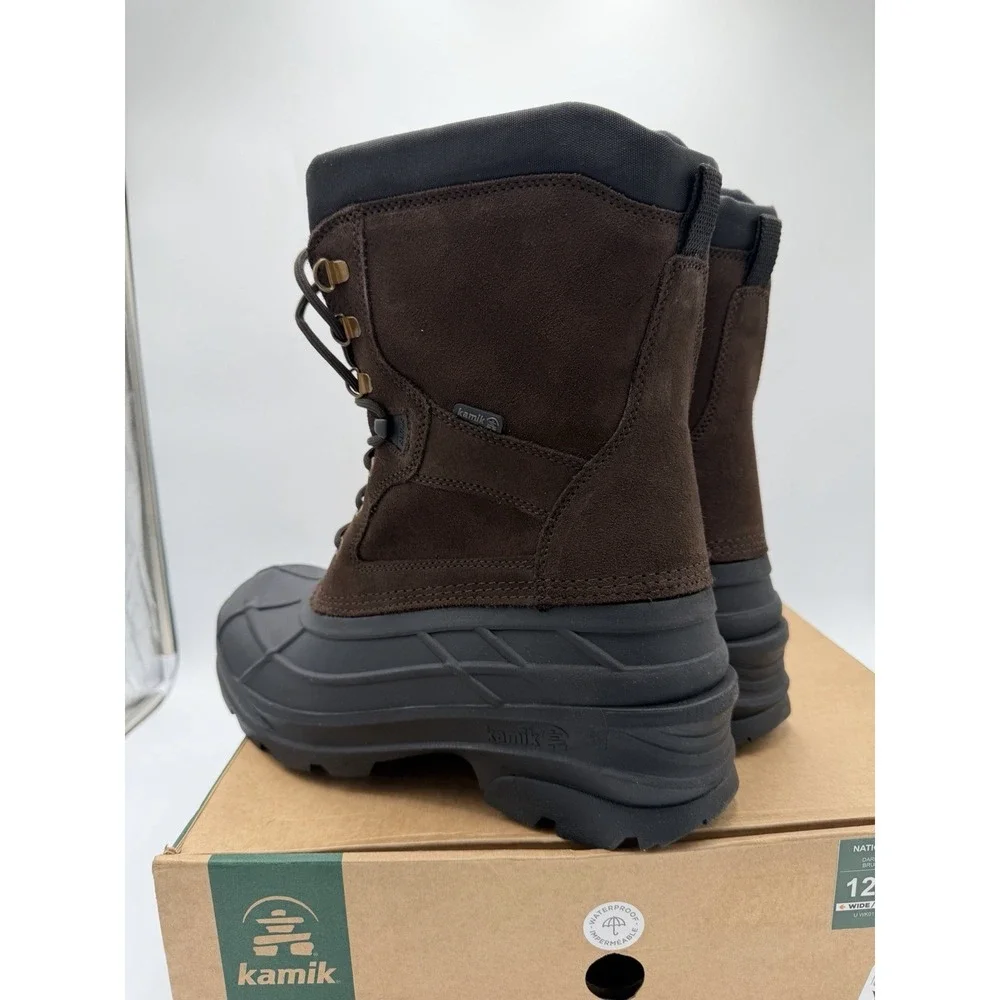 Kamik Nation Wide Insulated Waterproof Pac Boots for Men Dark Brown 12W -40F